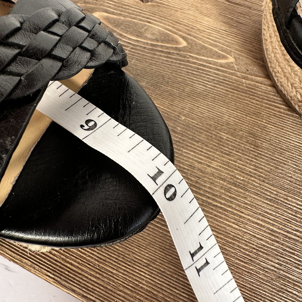 ANTONIO MELANI Women SZ 8.5-9 Black Leather Strappy Platform Wedges Sandals Boho - Picture 11 of 11